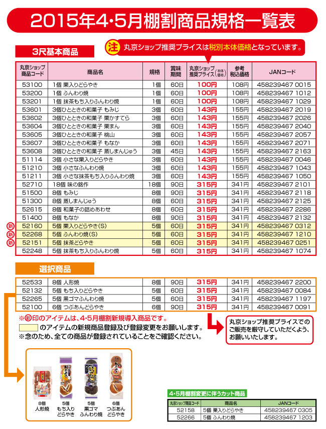 2015年4・5月棚割商品企画一覧表